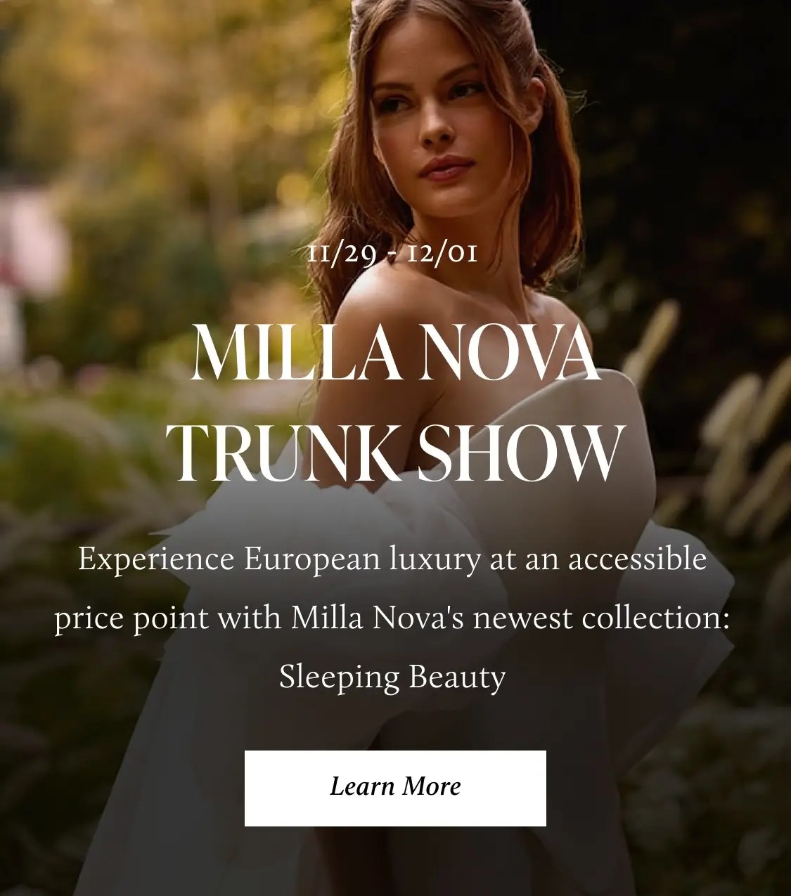 Milla Nova Trunk Show mobile banner